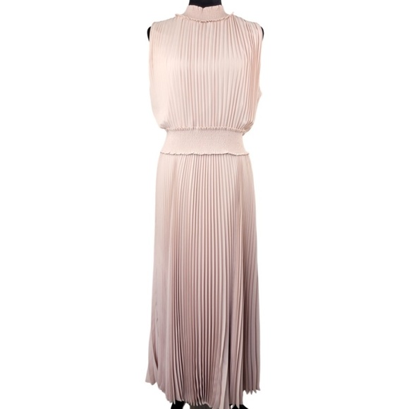 NWT Nanette Lepore pleated blush dress accordion pleats size 14 - Picture 1 of 13